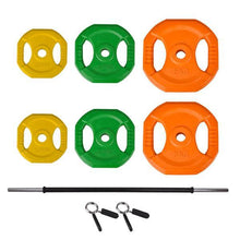 Load image into Gallery viewer, 20kg Standard Rubber Coloured Barbell Pump Set
