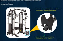 Load image into Gallery viewer, Commercial Smith Machine Power Rack and Functional Trainer 3 In 1