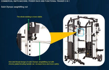 Load image into Gallery viewer, Commercial Smith Machine Power Rack and Functional Trainer 3 In 1