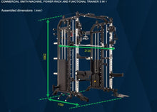 Load image into Gallery viewer, Commercial Smith Machine Power Rack and Functional Trainer 3 In 1