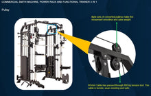 Load image into Gallery viewer, Commercial Smith Machine Power Rack and Functional Trainer 3 In 1