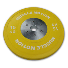 Load image into Gallery viewer, Pair of 15kg Elite Bumper Plates - Yellow (SALE ITEM)