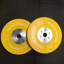 Load image into Gallery viewer, Pair of 15kg Elite Bumper Plates - Yellow (SALE ITEM)