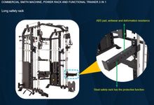 Load image into Gallery viewer, Commercial Smith Machine Power Rack and Functional Trainer 3 In 1
