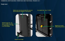 Load image into Gallery viewer, Commercial Smith Machine Power Rack and Functional Trainer 3 In 1
