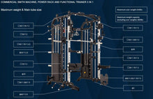 Load image into Gallery viewer, Commercial Smith Machine Power Rack and Functional Trainer 3 In 1
