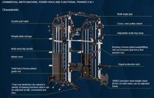 Load image into Gallery viewer, Commercial Smith Machine Power Rack and Functional Trainer 3 In 1
