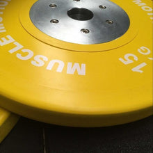 Load image into Gallery viewer, Pair of 15kg Elite Bumper Plates - Yellow (SALE ITEM)
